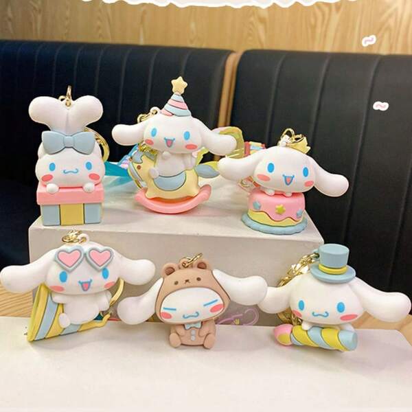 Sanrio 1 pièce Porte-clés Cinnamoroll de Sanrio, accessoire en silicone multifonctionnel et mignon, convient pour les clés de voiture, les sacs et les clés, cadeau parfait pour l'anniversaire et la Saint-Valentin, petit cadeau idéal pour les filles, cadeau de fête
