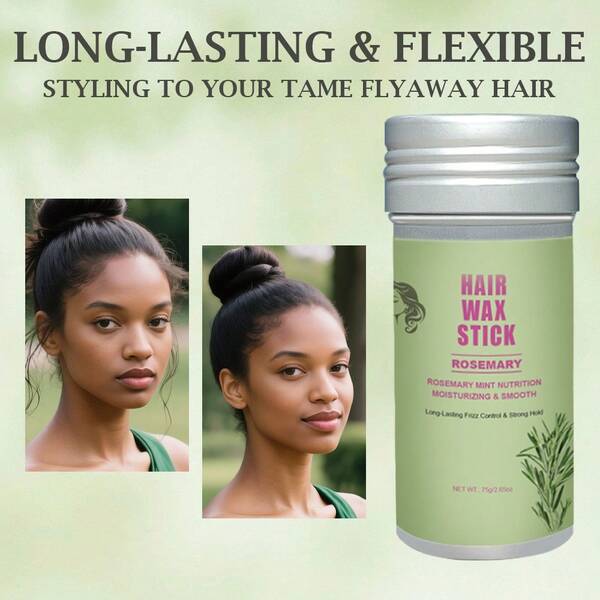 75g Rosemary Hair Wax Stick, Controls Flyaways & Frizz, Dry & Non-Sticky, Helps Create Neat Hairstyles Like Buns & Ponytails