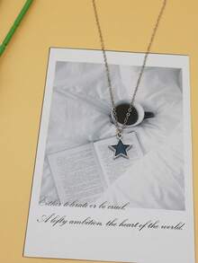 1pc Minimalist Silver Pentagram Pendant Necklace For Women, Versatile Delicate Choker Necklace, Dainty Clavicle Chain For Daily Wear