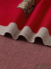 1 件婴儿针织毯，卡通鹿图案，100% 纯棉，婴儿舒适盖毯，适合日常使用 - 白色 - 查看 9