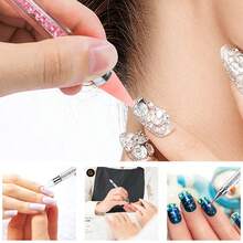 1 Set Rhinestone Picker Tool, Includes Rhinestones, Acrylic Tube Rhinestone Applicator, 3 Wax Heads Sold Separately, Double-Ended DIY Nail Art Tool (OPP Bag Packaging) - Multicolor - View 6