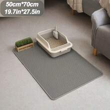One Extra-Large Double-Layer EVA Cat Litter Mat Effectively Collects Litter, Easily Cleans, Reduced Waste, A Non-Slip, Washable Cat Cleaning Mat Suitable For Pet Toilets, Kennels, And Litter Boxes (Black, Light Gray, And Dark Gray, Essential For Litter Box Storage) (15.7" X 19.7" / 19.7" X 27.5" / 23.6" X 35.4") - Dark Grey - View 10