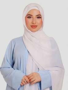 1pc Instant Hijab With Magnetic Clasp, 3-In-1 Design With Chiffon Scarf, Jersey Knit Undercap, And Headscarf. Silky Soft, Skin-Friendly, Breathable Chiffon Material. Suitable For Daily Abaya Wear, Festivals, Prayers, And Pilgrimages,Women Abaya For Dress - White - View 6