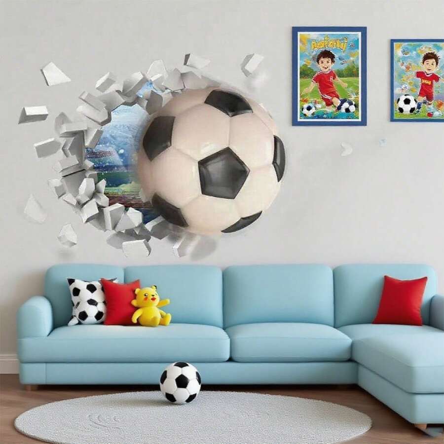 3D 立体墙贴运动足球、橄榄球、儿童房、卧室装饰墙贴艺术贴纸、自粘式婴儿淋浴家庭装饰礼物