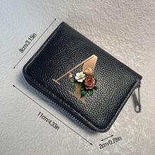 Portafoglio in pelle PU con stampa a lettere, cerniera a fisarmonica, porta carte di credito, portafoglio da uomo, regalo per uomo e donna, portafoglio da donna, portafoglio da uomo, porta carte di credito, portamonete, mini portafoglio, portafoglio - nero - Visualizzare 3