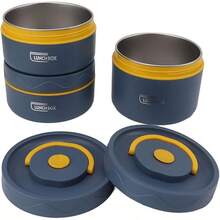 Juego de Contenedores de Almuerzo Aislados, Fiambrera Bento Apilable Portátil, Contenedor Térmico para Alimentos, Tarro de Comida Caliente de Boca Ancha con Bolsa - 3 piezas - Ver 9