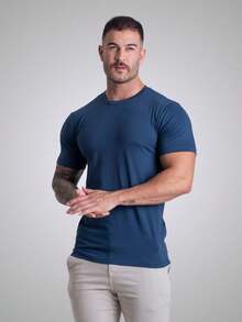 Men's Basic T-Shirt Egyptian Cotton Premium Slim Fit Shirt - 藏蓝色 - 查看 10