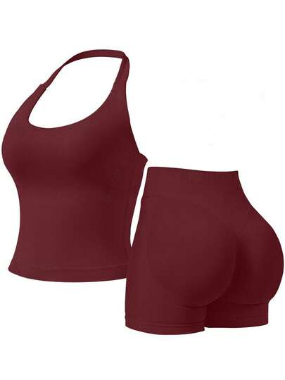2pcs Impact Halter Top Women Impact Longline Halter Tops Workout Longline Tank Top Compression Gym Fitness