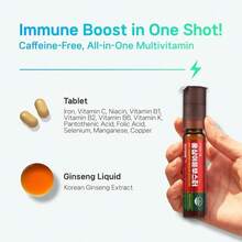 JUNGWONSAM Korean Red Ginseng Immune Drink Booster - 7 Serving Vials With 12 Multivitamins, Including Zinc, Vitamin C, Iron, Niacin &Amp; 20g Ginseng Extract - Flavor NameC - 查看 7