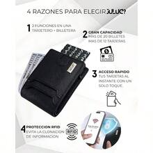 Cartera para Hombre de Piel con Tarjetero, Billetera Hombre con Proteccion RFID Antirrobo, Carteras para Caballero con Capacidad para 13 Tarjetas, Billetes y Ventana DNI, Regalos para Hombres - Negro + Cuero Saffiano - Ver 3