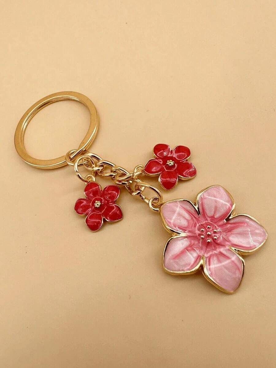 HAILIAN 1pc Alloy Material Sakura Flower Shaped Keychain Lightweight & Elegant Suitable Bag Pendant Car Keys Couples Birthday Holiday Gifts Bridesmaid Gifts Summer - 藍色 - 查看 1