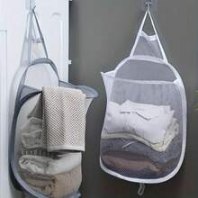 Foldable Hanging Laundry Basket - Collapsible Wall Mount Hamper Bag For Bathroom, Bedroom & Closet, Space Saving & Rental Friendly