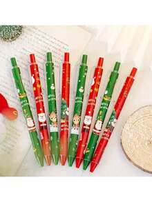 1set/1pc Randomly Colored Mixed Color Christmas Gift Pens - Lightweight, Pointed, Plastic Material, Neutral Design, Suitable For Stationery And Gifts, Birthday Gifts, Educational Purposes