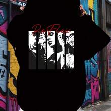 Letter  Graphic Back Panel Pattern Hoodie, Retro Style Creative Print Men's Fashion Sweatshirt, Autumn And Winter Casual  Pullover - Black - View 2