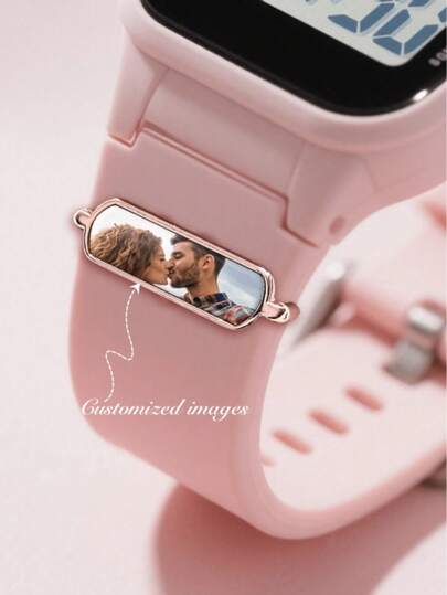 1 Piece Customized Watch Strap Pendant, Customized Watch Pendant Accessories, Heart-Shaped/Round/Rectangular Color Printed Photo Strap Decoration, Used For Sports Decoration. Suitable For Smart Watch Strap Accessories, Personalized Strap Decoration, Recording Precious Moments, Gifts For Family, Birthday Gifts/Anniversary Gifts/Valentine's Day Gifts/Father's Day Gifts/Mother's Day/New Year Gifts, Strap Strip Pendant Accessories