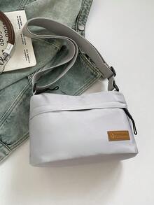 1 件防水斜挎包，1 件男女通用休闲尼龙斜挎包，可调节肩带，防水拉链单肩斜挎包，多口袋，纯色，涤纶衬里，适合购物、钱包、手提包、年轻女性、大学生、新婚夫妇、办公室女士。非常适合办公室、大学、工作、商务、通勤、户外活动、旅行和野餐 - 淺灰色 - 查看 10