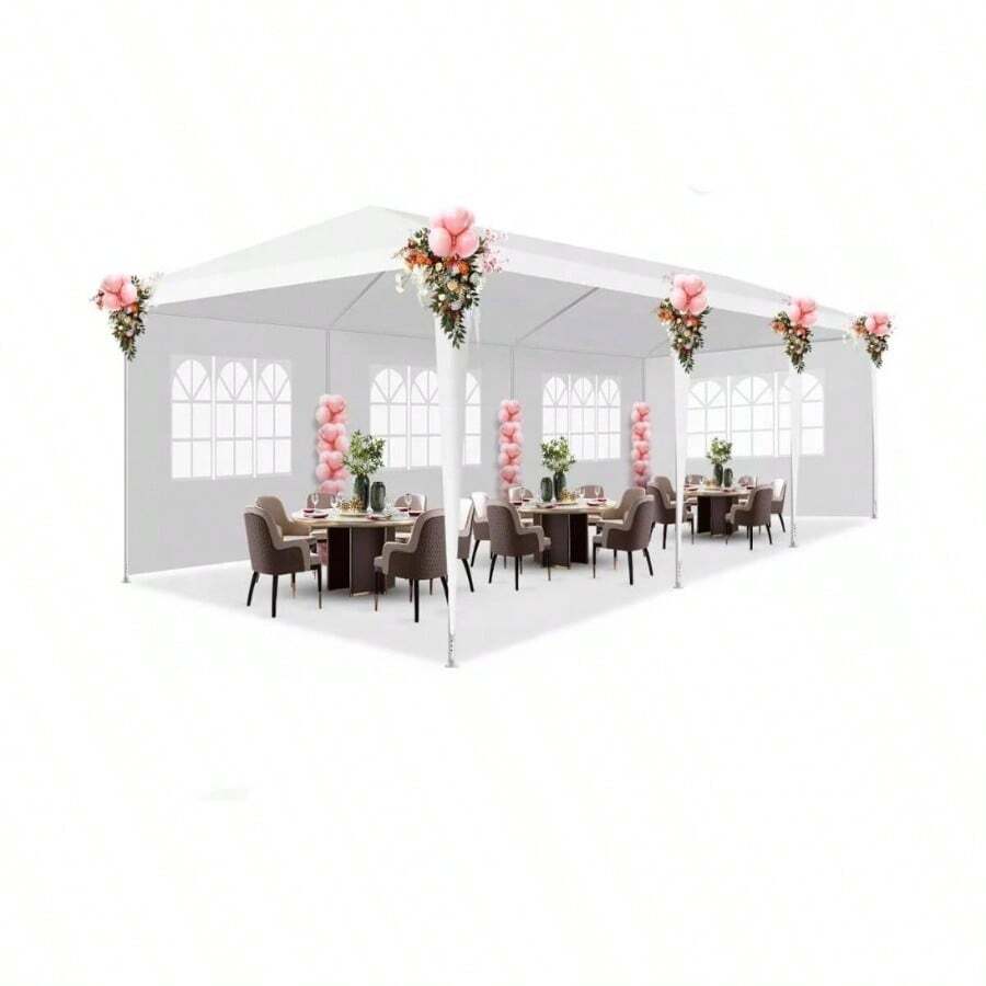 Carpa Toldo Espaciosa 3x9M con Paredes Laterales Extrables, Tienda de Impermeable para Eventos en el Patio y Jardn Blanco - Blanco - Ver 1