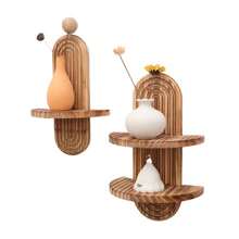 1pc New Wooden Wall Mounted Decorative Rack, Organizer Shelf For Living Room, Balcony, Flower Pot, Keys, Creative Artistic Background, Wall Hanging Storage Rack