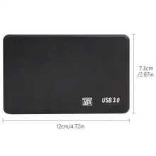 2.5" Hard Drive Enclosure USB 2.0 USB 3.0 To SATA III Adapter, Supports 2.5" SSD And HDD 9.5mm 7mm External Hard Drive Enclosure With UASP, Compatible With WD, Seagate, Hitachi - Black