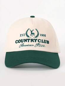 1pc Men's Est 1991 Country Club American Athire Trucker Hat, Personalized Letter & Deer Embroidery Baseball Cap, Streetwear Fashion 5-Panel Hat, Outdoor Sun Protection Casual Cap For Spring, Autumn Travel, Beach Vacation