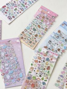 Metallic Silver Glaze Stickers, 3D Cute Animal Decorative Stickers, Suitable For Phone, Water Cup, DIY, Gifts