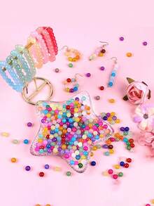 1 caja de cuentas de vidrio de 8 mm para hacer joyas, cuentas de dos colores, cuentas de cristal para hacer pulseras, kit para hacer joyas y manualidades DIY