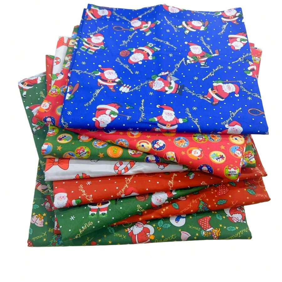 8 Stücke Weihnachts-Baumwollstoff Quadrate Stoffbündel zum Quilten, Nähen und Basteln, verschiedene Weihnachtsmuster Patchwork für DIY Weihnachtsnähen und Weihnachtsgeschenke