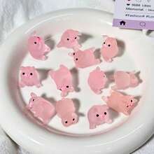 6 件可爱小猪小雕像鞋饰套装 - 多功能时尚塑料配件，适用于木屐和凉鞋，非常适合个性化您的鞋类、鞋类装饰|俏皮设计|耐用塑料 - 淺粉色 - 查看 5
