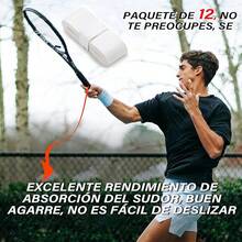 VXMBNB, Overgrip Tenis, Overgrip Padel de 12 Piezas, Absorbente del Sudor y Antideslizante, Apto para Tenis, Cricket y Otras Raquetas. - blanco - Ver 9