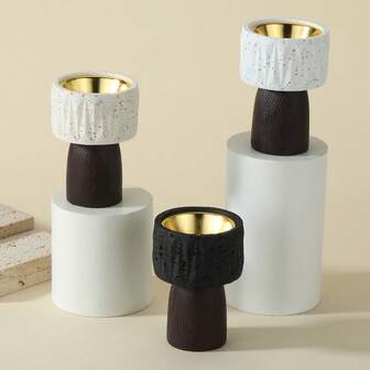 1pc Mini Wood Grain Base Hollow Stone Resin Incense Burner, Resin Crafts, Aromatherapy Supplies, Home Decor, Office Decor, Bedroom, Living Room, Office, Study, Tea Room, Private Meditation Space, Desktop Ornament, Ideal Gift For Holidays, Camping, Hiking, Travel - Portable