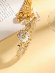 3pcs/Set Luxury New Women's Square Fashion Versatile Steel Band Quartz Wrist Watch, Bracelet Watch Set Jewelry, Suitable For Daily Matching, Birthday, Anniversary, Halloween, No Gift Box - Multicolor - View 3