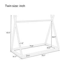 TWINSIZE CHILDREN'S WOODEN TENT BED, MONTESSORI-STYLE LOW-FLOOR BED, HOUSE-SHAPED TENT BED FRAME, SUITABLE FOR BOYS, GIRLS, AND TEENS, NO SLATS, NATURAL COLOR