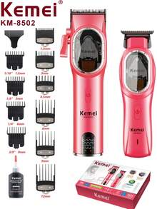 Kemei KM-8502 男士专业理发器套装，电动理发器套装和修剪器套装，无线理发器，带 LED 显示屏的可充电理发工具，男士礼物，可充电 USB-Type C - 彩色 - 查看 14