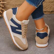 女士时尚休闲网面运动鞋，轻便舒适跑步鞋，新款 - 米色 - 查看 7