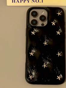星合金真皮奢华黑色时尚手机壳，韩版ins风，真皮刺绣蝴蝶结，兼容 16 Pro Max、 15、 14、 13，奢华独特小品牌防摔保护套，生日礼物、派对礼物、妈妈礼物 - 黑色 - 查看 4