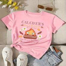 Camiseta Feminina Calcifer Castelo Animado Studio  Anime Unissex ENVIO IMEDIATO - Rosa Bebê - Visão 2