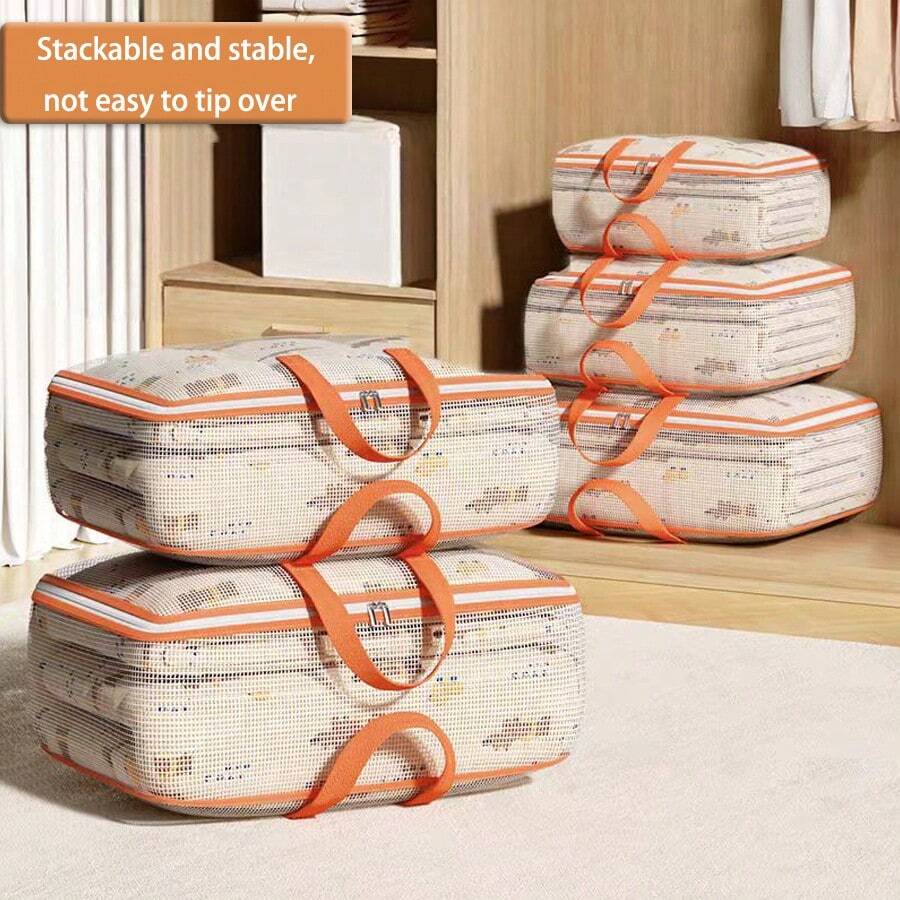 1 pieza Bolsa de almacenamiento de edredón de algodón transparente, impermeable y a prueba de humedad para el hogar, dormitorio, armario, mudanza