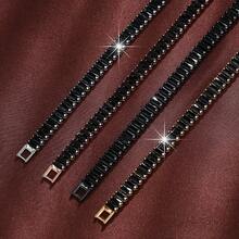 Luxury Style Black Rectangular Zirconia Bracelet Tennis Multicolor Bracelet Female Hand Jewelry Gift