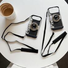 1pc Vintage 3D Camera Phone Case Compatible With Apple 16/16 Pro/16 Pro Max/17 Pro Max, S24 Ultra/S25 Ultra/S25/S25 Plus, Shockproof Camera Phone Cover With Detachable Strap, TPU+PC Material - Black - View 7