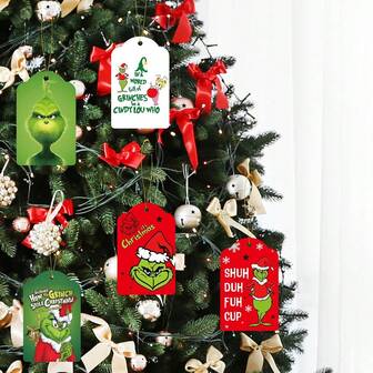 12Pcs Christmas Hanging Tags Creative Festive Decorations Hanging Cards Wooden Ornaments