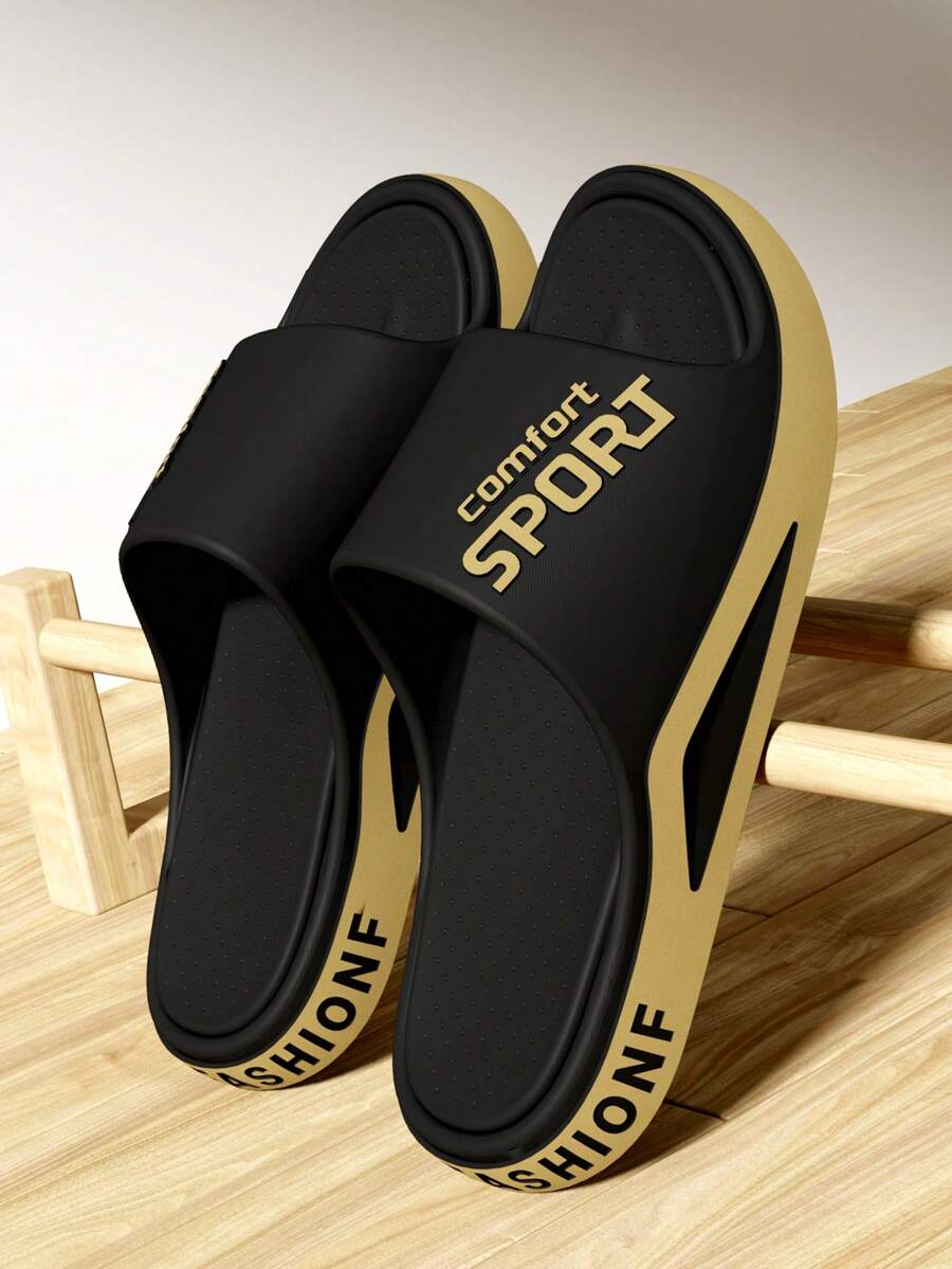 Sandali scorrevoli unisex con suola spessa e stampa, sandali casual da esterno in EVA monopezzo, antiscivolo e durevoli, con fondo morbido, comodi per bagno, doccia, spiaggia e uso esterno estivo