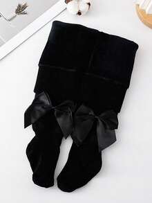 1 件女童纯色保暖内衬紧身裤，小女孩蝴蝶结保暖裤，保暖内衬，适合 5°C 以下，适合秋冬季 - 彩色 - 查看 24