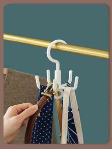 5-Prong Rotating Wardrobe Hanger Multifunctional Hook For Hanging Bags, Belts, Scarves, Ties, Clothes, Home Organization Storage Rack, Large Size - White - View 11