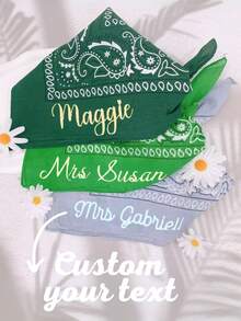 1 Customized Name And Date Women's Scarf, Headscarf, Square Scarf, Personalized Paisley Pattern Square Scarf, Customized Handkerchief, Vintage Square Scarf For Bridesmaids, Party Gifts, Bridesmaid Gifts, Suitable For Weddings, Rock Music Festivals, Parties And Concerts, Suitable For Men And Women.