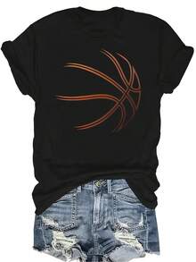 Camiseta con patrones interesantes para mujer y unisex, de verano, casual, transpirable, con cuello redondo, manga corta, estilo urbano y versátil, adecuada para adolescentes y adultos - Negro - Ver 1