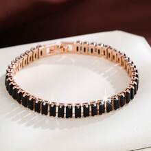 Luxury Style Black Rectangular Zirconia Bracelet Tennis Multicolor Bracelet Female Hand Jewelry Gift
