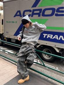 Men's Retro Street Camo Wide Leg Jeans - Army Green - View 4