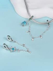 1pc Cute & Minimalist Ocean Series Jewelry Set: Heart, Peach Blossom, Koi Fish, Seashell, Starfish, Turtle, Conch, Jellyfish, Starfish Shell 925 Silver Beads/Safety Chain DIY Bracelet Accessories, Suitable As Jewelry Gift For Women For Daily Wear, Valentine's Day, Date, Anniversary, Christmas, Thanksgiving, Carnival, Theme Party, Birthday