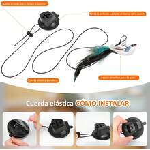 5pcs Juguetes para Gatos Interactivos, 2 Pajaritos Voladores con Campanas, Varita Juguete para Gato, Ventosa Fija, Cuerda Pegajosa, Juguetes Gato Divertidos y Resistentes - 1 - Ver 6