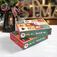5 Piezas/Sets Cajas de regalo creativas de Navidad Cajas de regalo de 12 compartimentos Caja de calendario de adviento Perforada con el dedo Cajas de Navidad para regalos DIY Feliz fiesta de Navidad - Multicolor - Ver 4